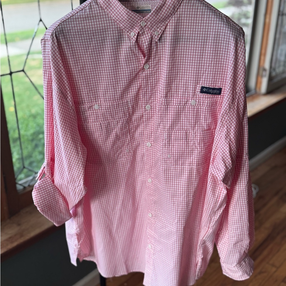 Columbia Pink Casual Button Down Shirt Lightweight Cotton